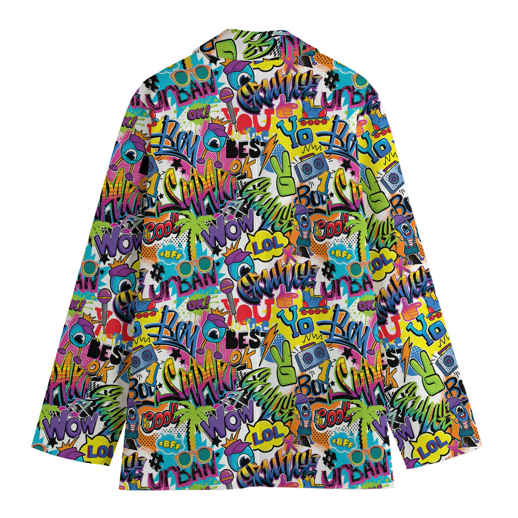 Colorful Graffiti Pattern Print Women's Blazer
