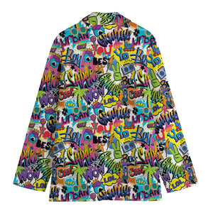 Colorful Graffiti Pattern Print Women's Cotton Blazer