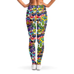 Colorful Graffiti Pattern Print Women's Leggings