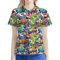 Colorful Graffiti Pattern Print Women's Polo Shirt