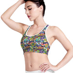 Colorful Graffiti Pattern Print Women's Sports Bra