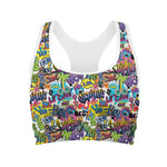 Colorful Graffiti Pattern Print Women's Sports Bra