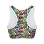 Colorful Graffiti Pattern Print Women's Sports Bra