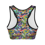 Colorful Graffiti Pattern Print Women's Sports Bra