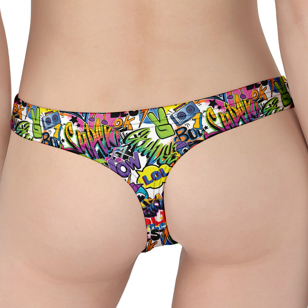 Colorful Graffiti Pattern Print Women's Thong