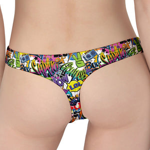 Colorful Graffiti Pattern Print Women's Thong