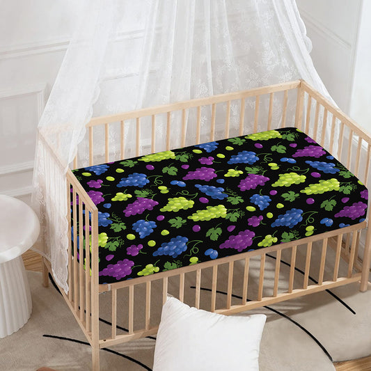 Colorful Grapes Pattern Print Baby Crib Sheet