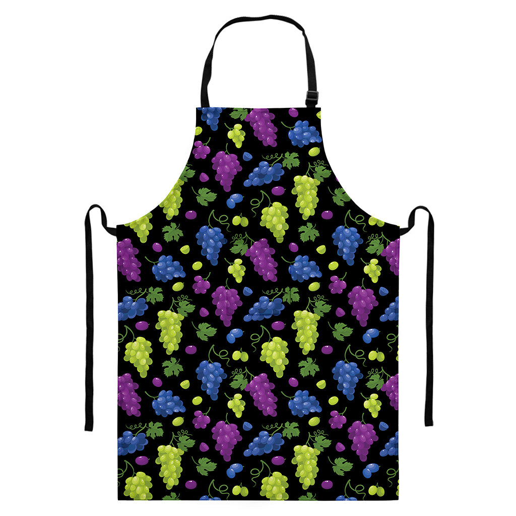 Colorful Grapes Pattern Print Bib Apron With Pocket