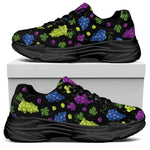 Colorful Grapes Pattern Print Black Chunky Shoes