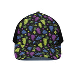 Colorful Grapes Pattern Print Black Mesh Trucker Cap