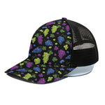 Colorful Grapes Pattern Print Black Mesh Trucker Cap