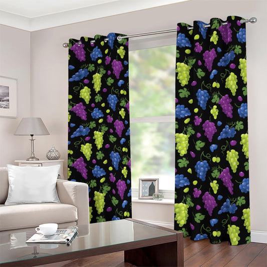 Colorful Grapes Pattern Print Blackout Grommet Curtains