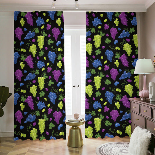 Colorful Grapes Pattern Print Blackout Pencil Pleat Curtains