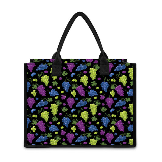 Colorful Grapes Pattern Print Canvas Tote Bag