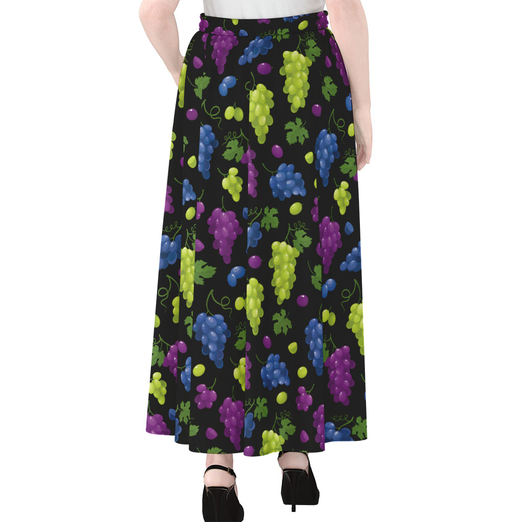 Colorful Grapes Pattern Print Chiffon Maxi Skirt