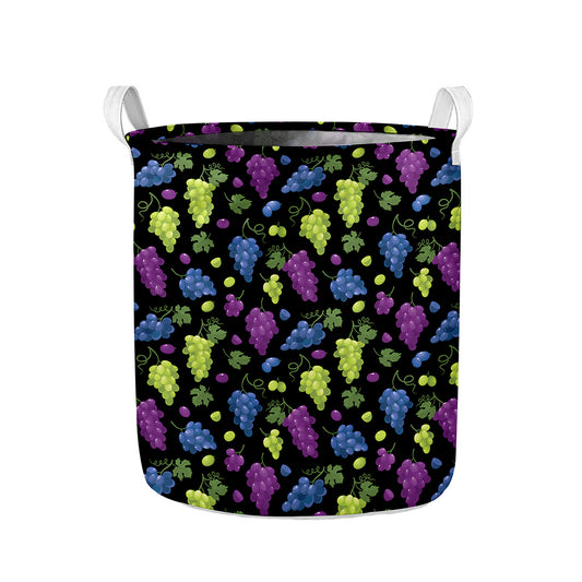 Colorful Grapes Pattern Print Collapsible Laundry Basket