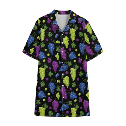 Colorful Grapes Pattern Print Cotton Hawaiian Shirt