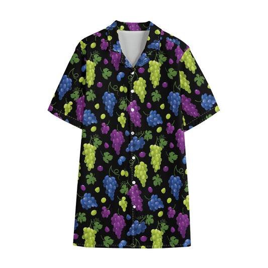 Colorful Grapes Pattern Print Cotton Hawaiian Shirt