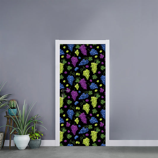 Colorful Grapes Pattern Print Door Sticker
