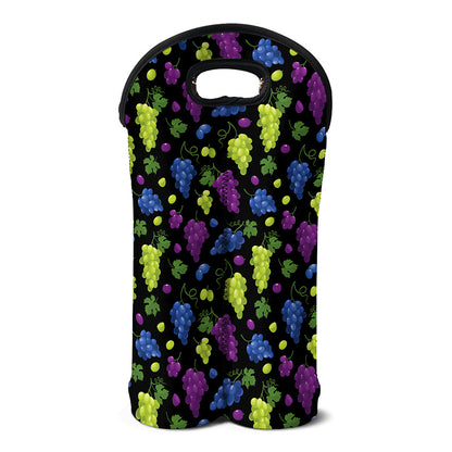 Colorful Grapes Pattern Print Double Neoprene Wine Tote