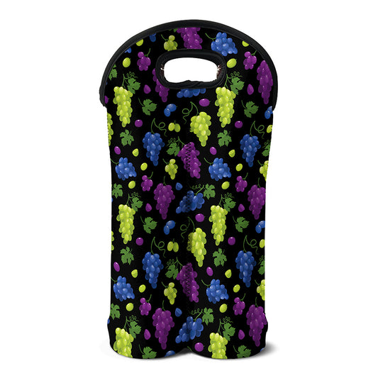 Colorful Grapes Pattern Print Double Neoprene Wine Tote