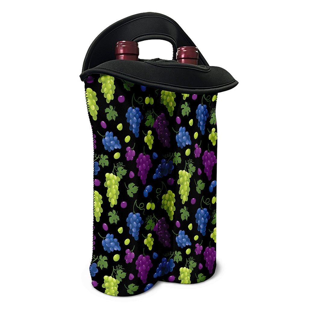 Colorful Grapes Pattern Print Double Neoprene Wine Tote