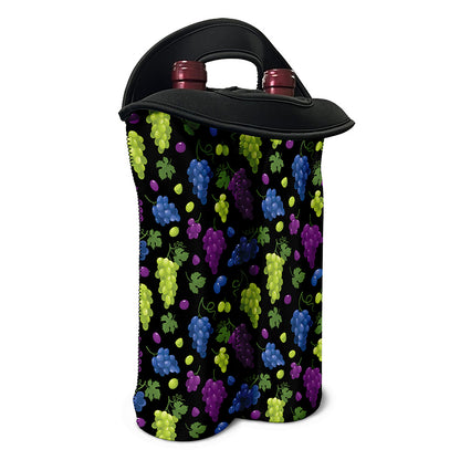 Colorful Grapes Pattern Print Double Neoprene Wine Tote