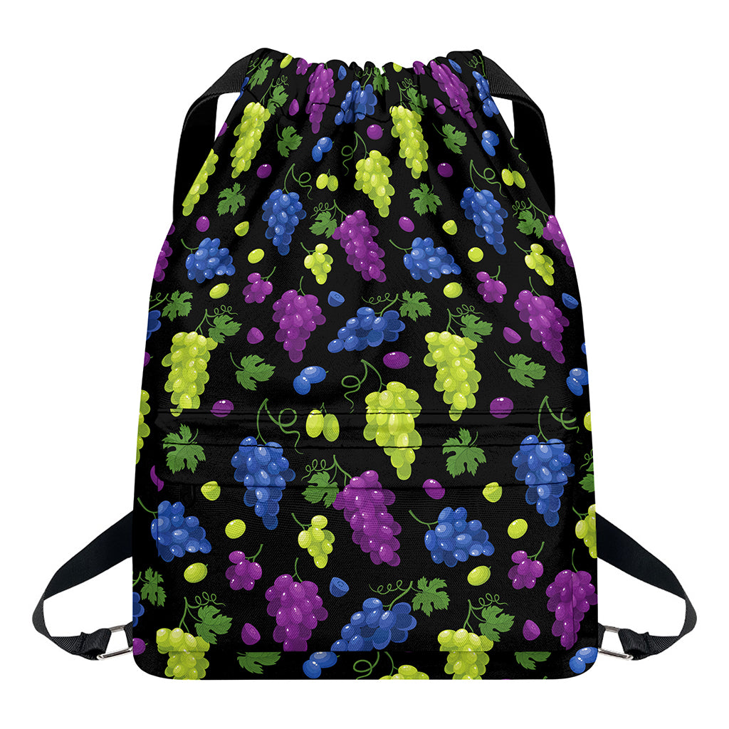 Colorful Grapes Pattern Print Drawstring Backpack