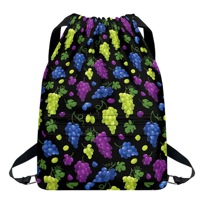 Colorful Grapes Pattern Print Drawstring Backpack