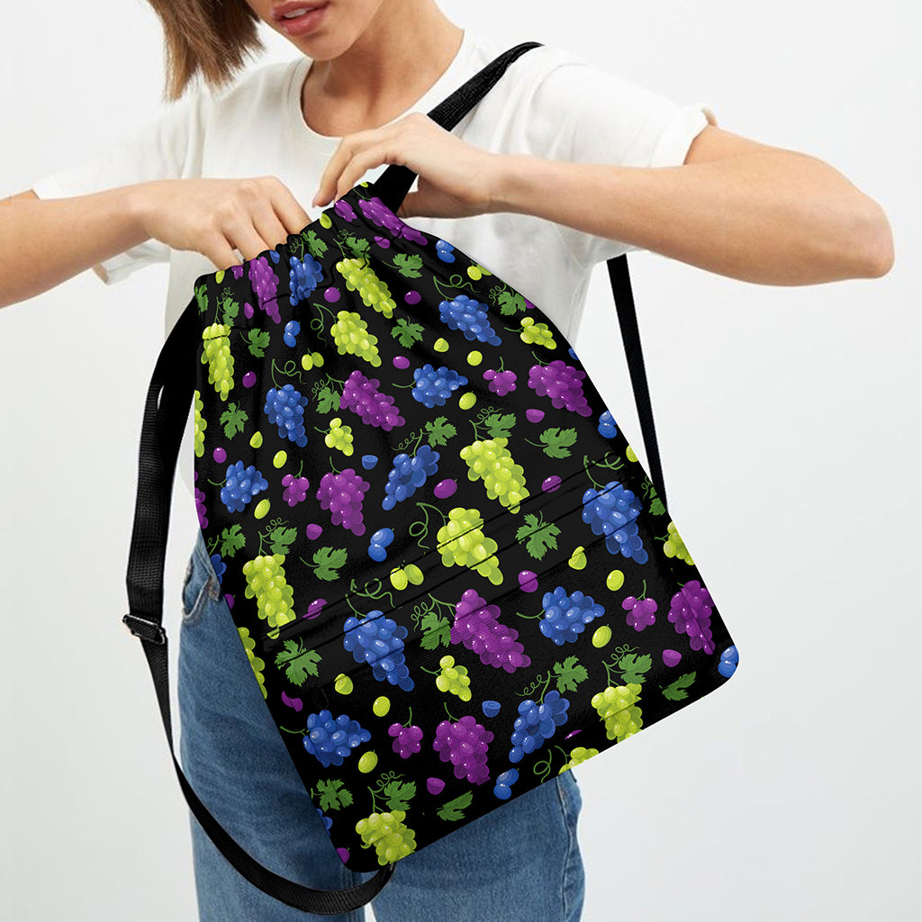 Colorful Grapes Pattern Print Drawstring Backpack