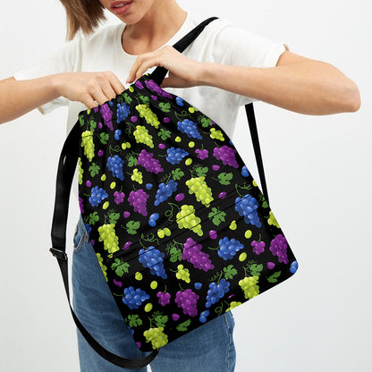 Colorful Grapes Pattern Print Drawstring Backpack