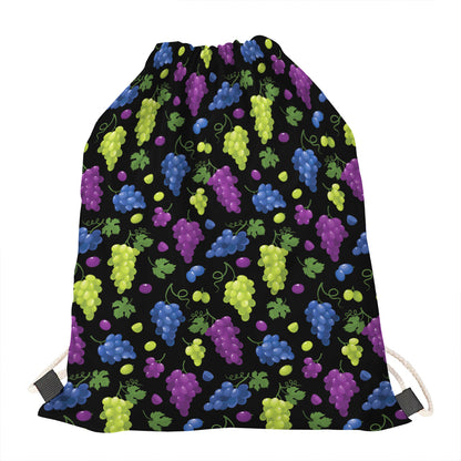 Colorful Grapes Pattern Print Drawstring Bag