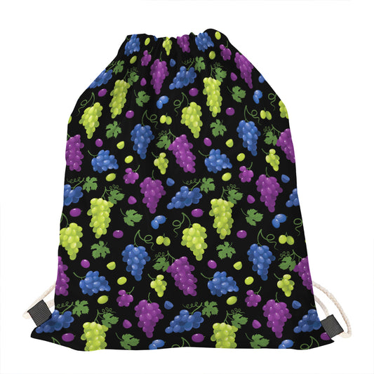 Colorful Grapes Pattern Print Drawstring Bag