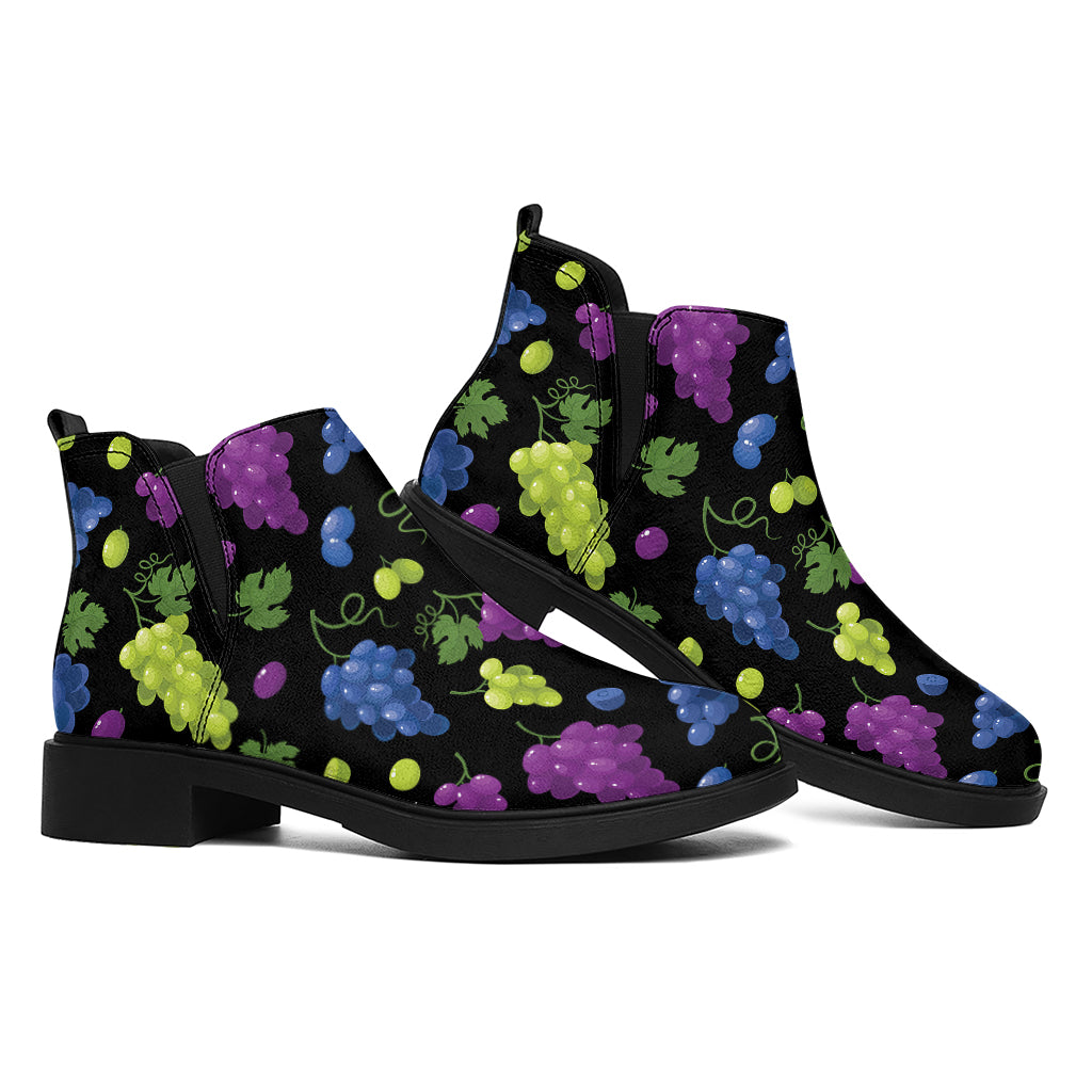 Colorful Grapes Pattern Print Flat Ankle Boots