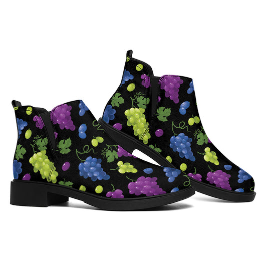 Colorful Grapes Pattern Print Flat Ankle Boots
