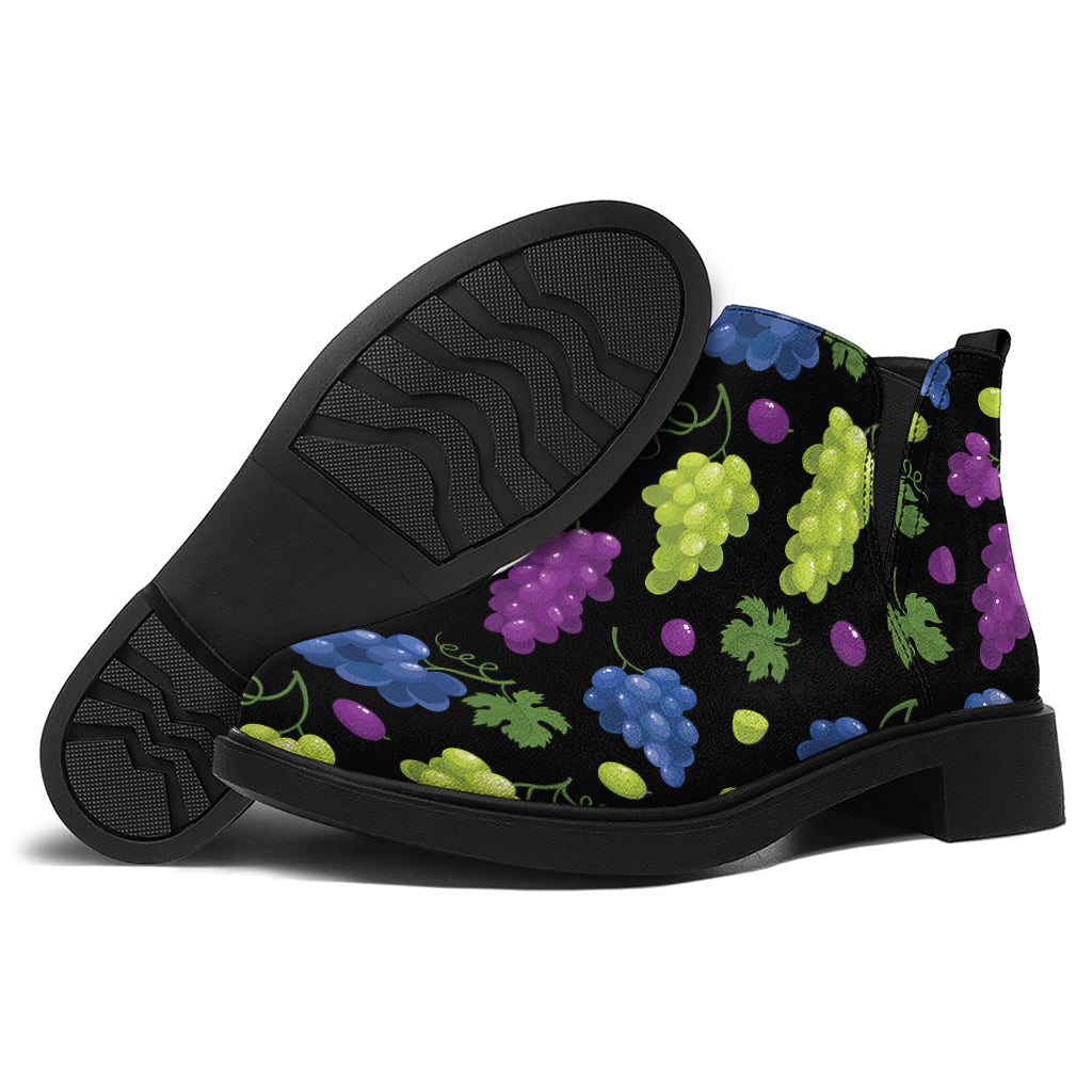 Colorful Grapes Pattern Print Flat Ankle Boots