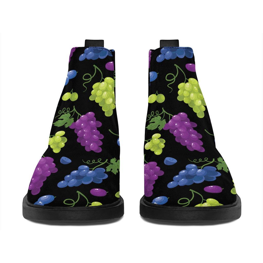 Colorful Grapes Pattern Print Flat Ankle Boots
