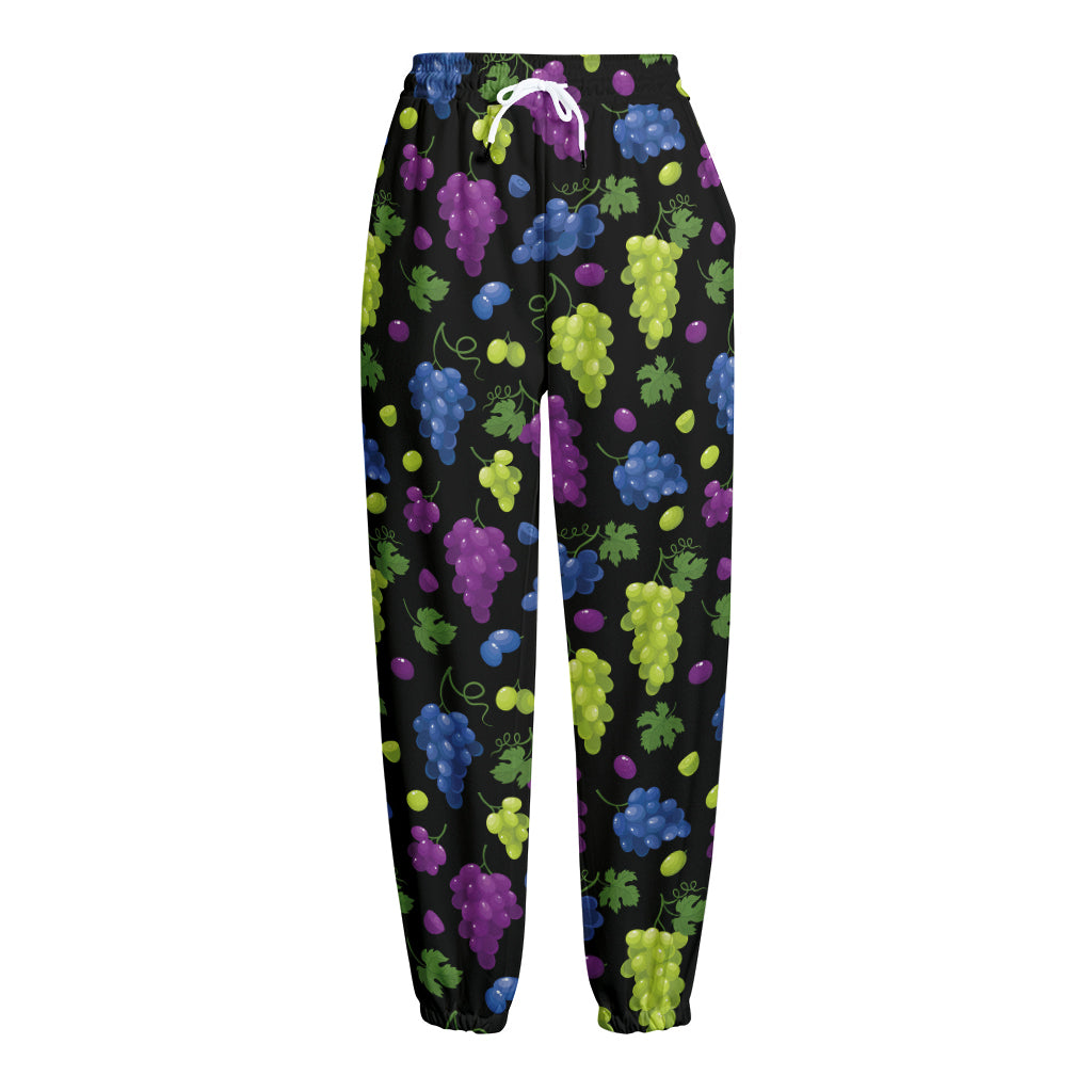 Colorful Grapes Pattern Print Fleece Lined Knit Pants