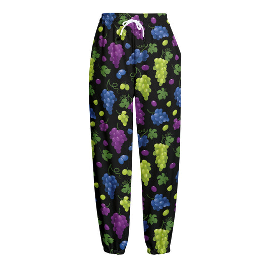Colorful Grapes Pattern Print Fleece Lined Knit Pants