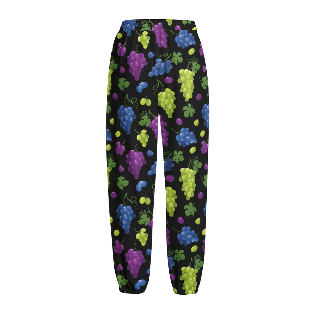 Colorful Grapes Pattern Print Fleece Lined Knit Pants