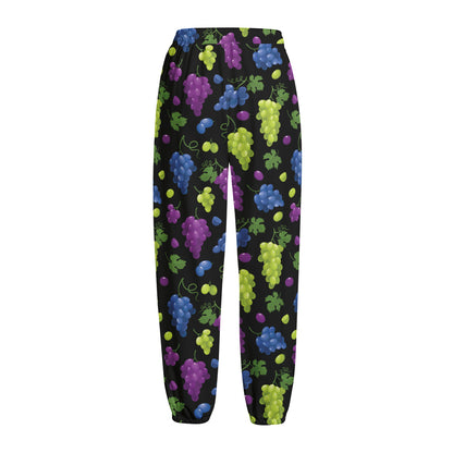 Colorful Grapes Pattern Print Fleece Lined Knit Pants