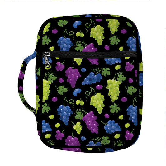 Colorful Grapes Pattern Print Front Pocket Bible Bag