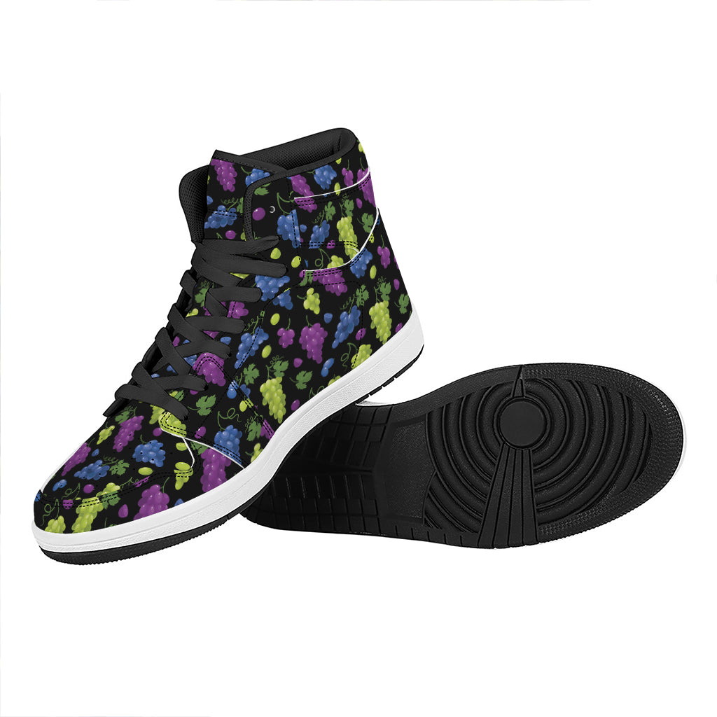 Colorful Grapes Pattern Print High Top Leather Sneakers