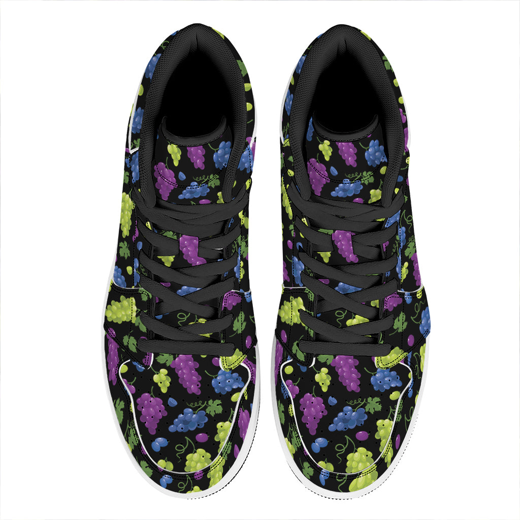 Colorful Grapes Pattern Print High Top Leather Sneakers