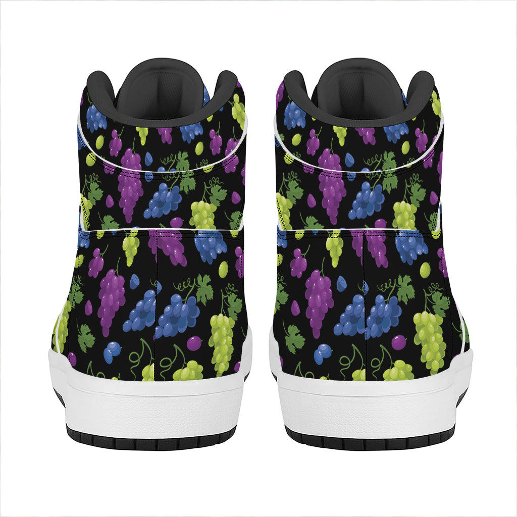 Colorful Grapes Pattern Print High Top Leather Sneakers