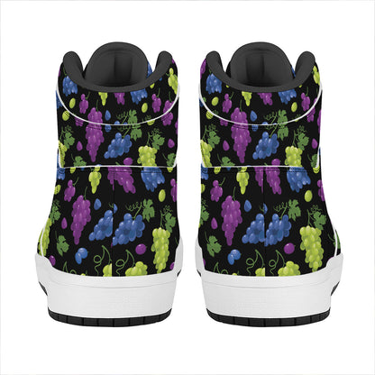 Colorful Grapes Pattern Print High Top Leather Sneakers