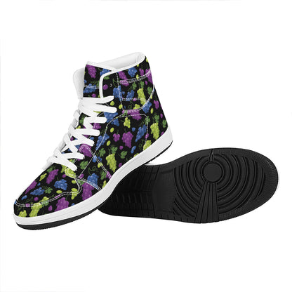 Colorful Grapes Pattern Print High Top Leather Sneakers