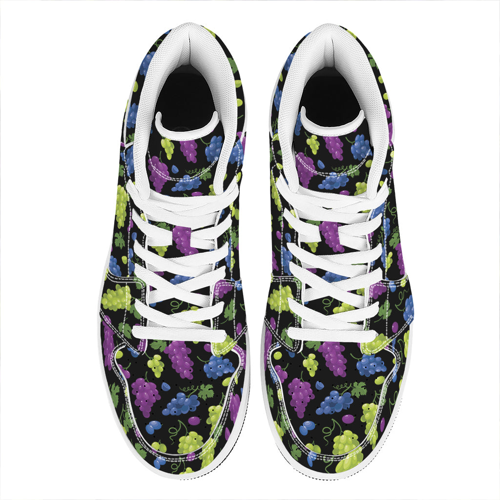 Colorful Grapes Pattern Print High Top Leather Sneakers