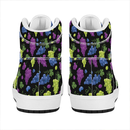 Colorful Grapes Pattern Print High Top Leather Sneakers
