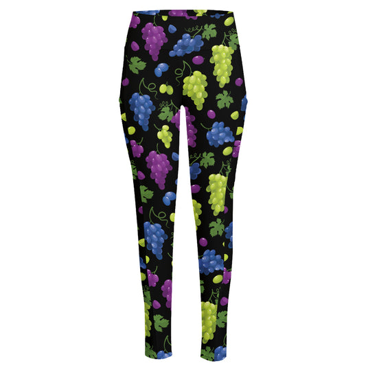 Colorful Grapes Pattern Print High-Waisted Pocket Leggings